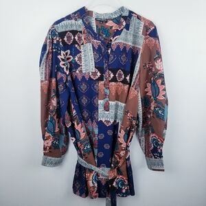 Tolani "Gene" Mixed Media Tunic Top with Belt NWT, size 2X